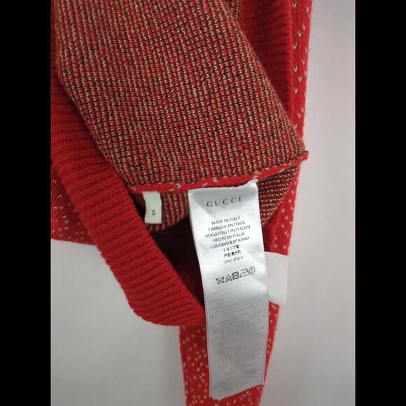 [SOLD] RARE SS18 GUCCI Men's Sz S Red Flying Tiger Crest Wool Sweater 51169 - Picture 9 of 11